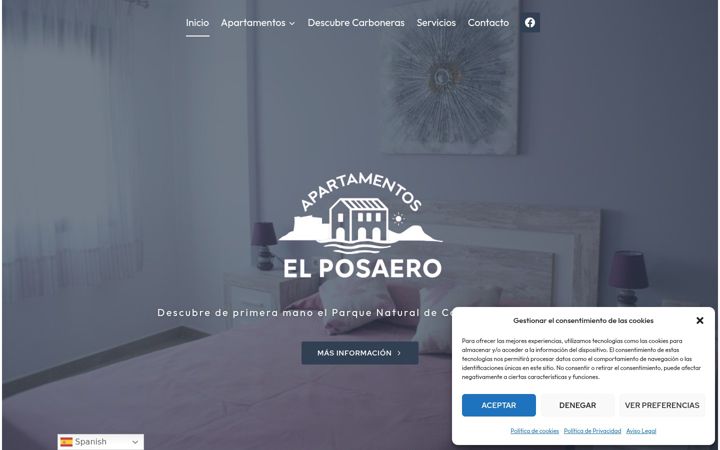 Snímek obrazovky apartamentoselposaero.es