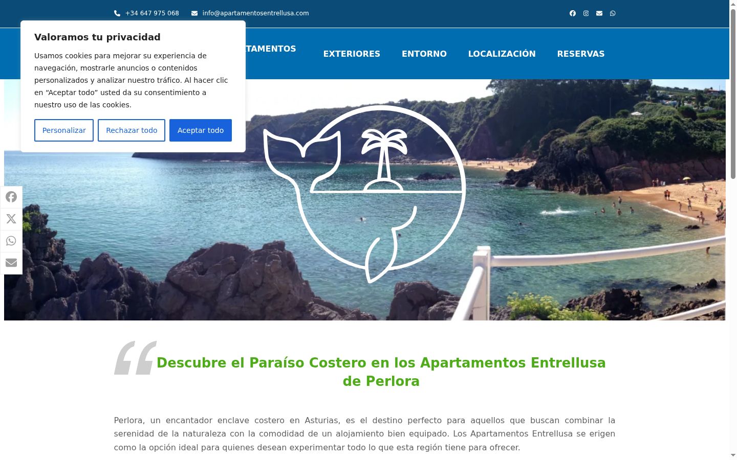 Screenshot del banner di consenso mostrato prima di qualsiasi interazione