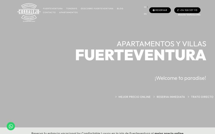 Screenshot ta' apartamentosfuerteventura.es