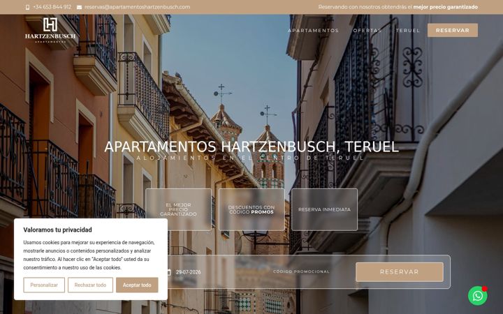 Screenshot of apartamentoshartzenbusch.com