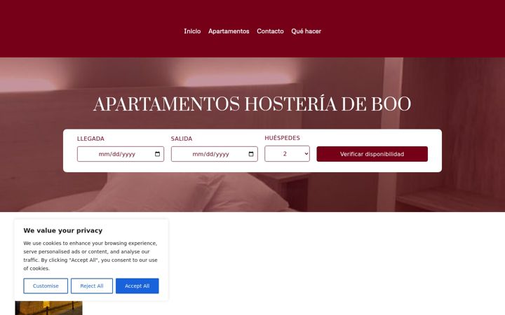 Screenshot ta' apartamentoshosteriadeboo.es