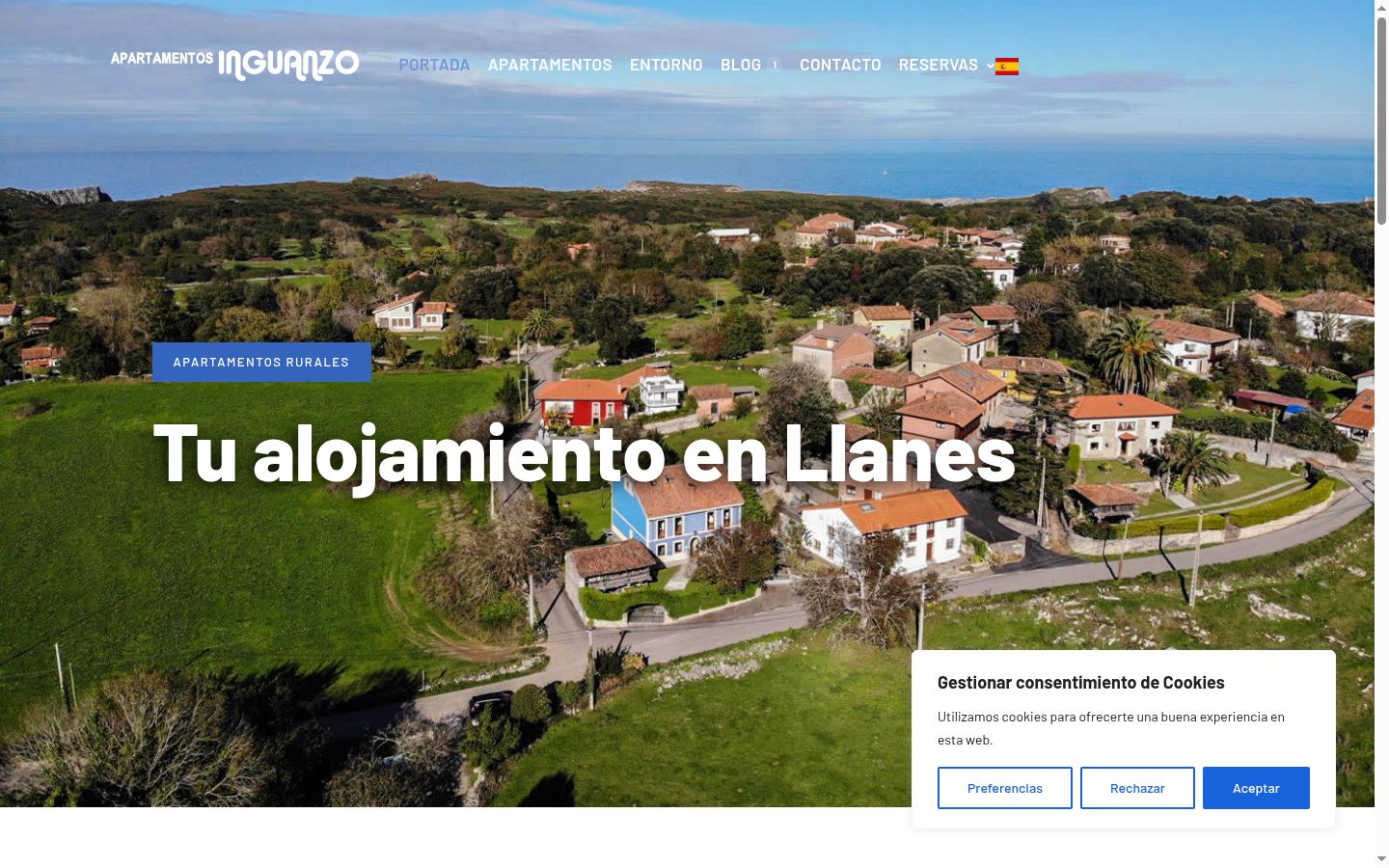 Captura de ecrã do banner de consentimento apresentado antes de qualquer interação