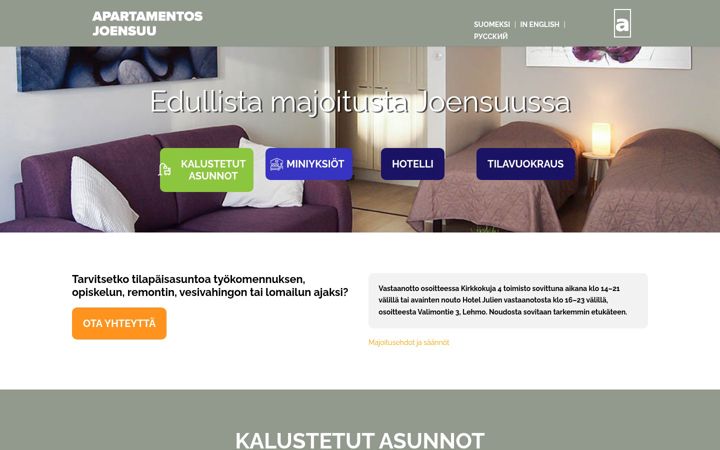 Screenshot ta' apartamentosjoensuu.fi