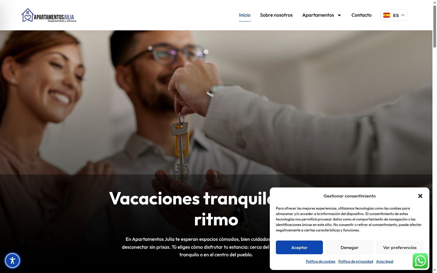 Captura de ecrã do banner de consentimento apresentado antes de qualquer interação