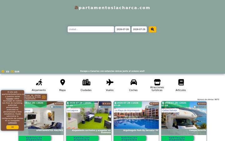 Snimka zaslona za apartamentoslacharca.com