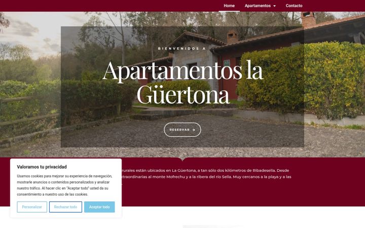 Screenshot of apartamentoslaguertona.com