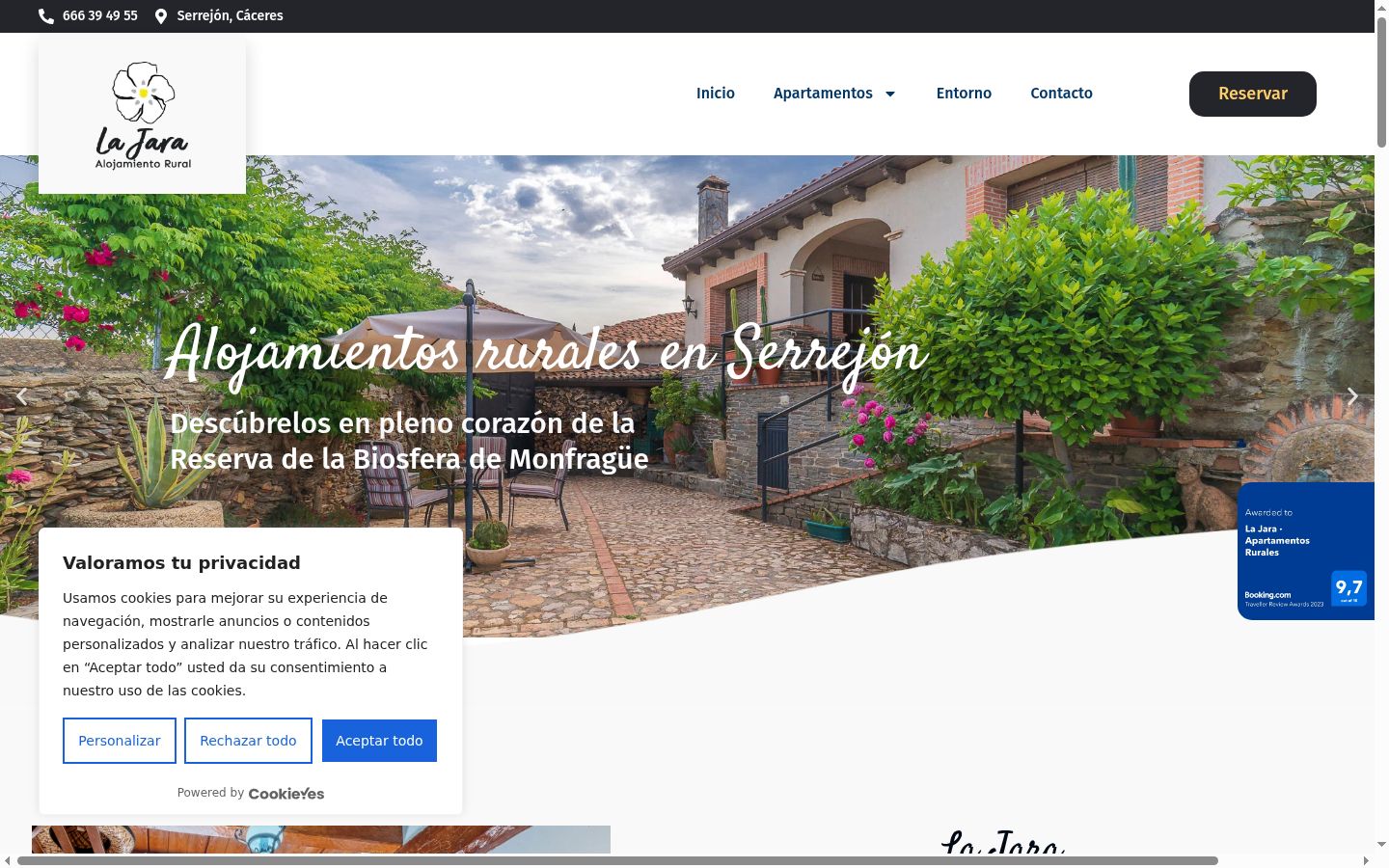 Captura de ecrã do banner de consentimento apresentado antes de qualquer interação