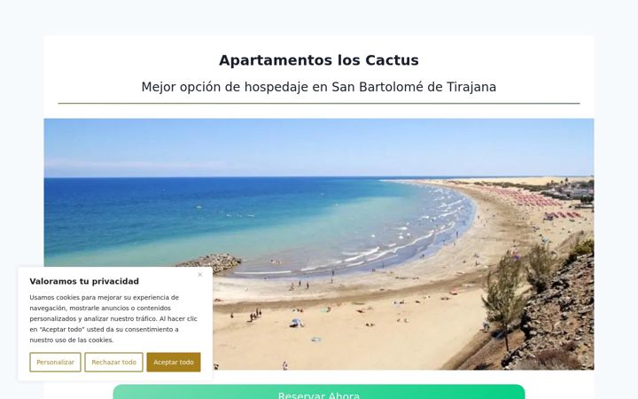 Screenshot of apartamentosloscactus.com