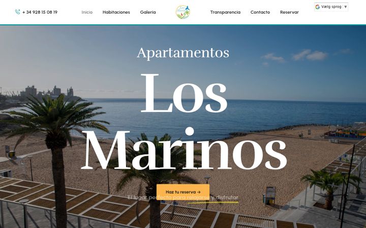 Screenshot of apartamentoslosmarinos.com