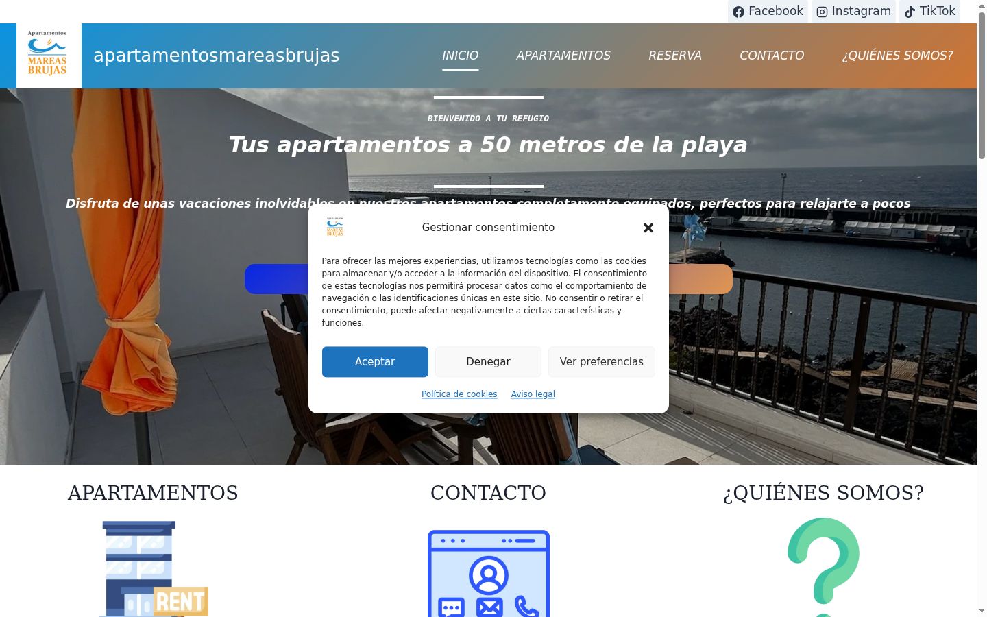 Captura de ecrã do banner de consentimento apresentado antes de qualquer interação
