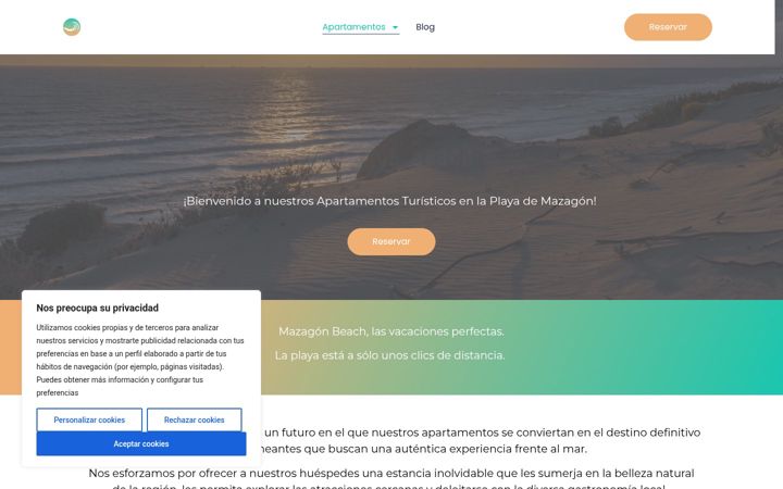 Képernyőkép: apartamentosmazagonbeach.com