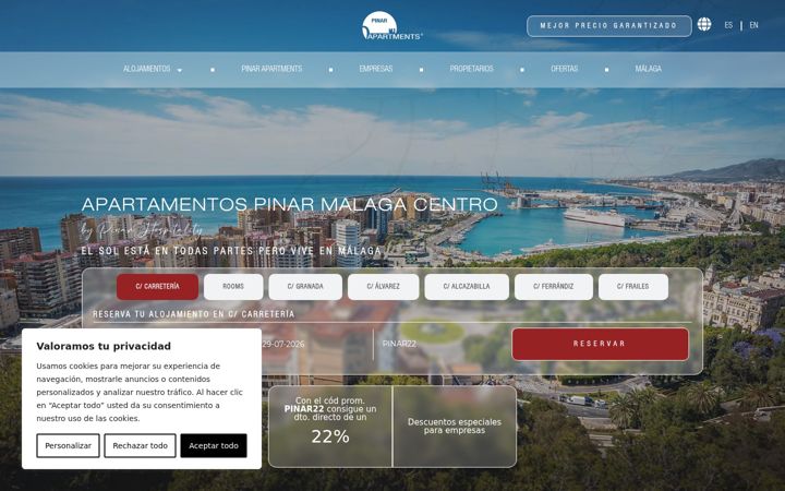 Skjermbilde av apartamentospinarmalagacentro.com