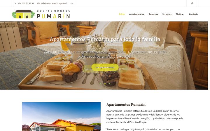 Skjermbilde av apartamentospumarin.com