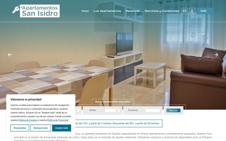 Screenshot of apartamentossanisidro.com