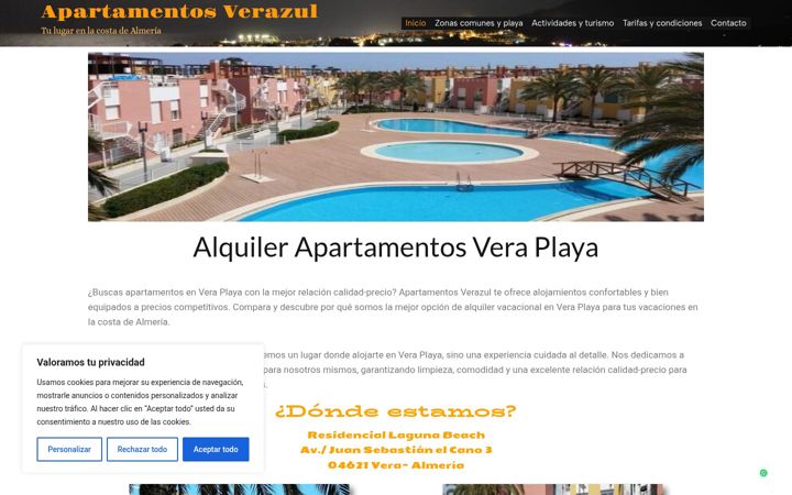 Screenshot of apartamentosverazul.com