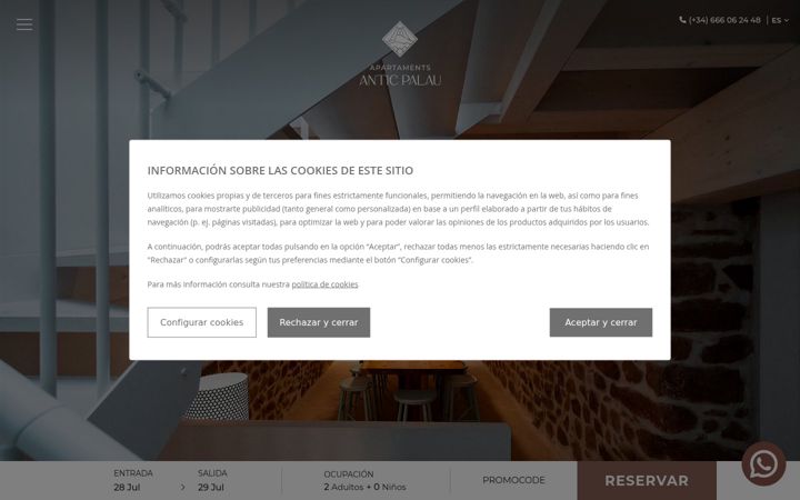 Screenshot of apartamentosvilafamesanticpalau.com