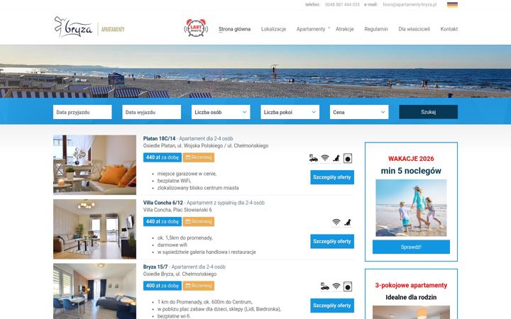 Zrzut ekranu apartamenty-bryza.pl