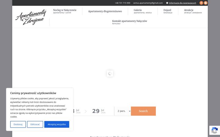 Zrzut ekranu apartamenty-naleczow.pl