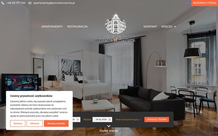 Zrzut ekranu apartamenty-pomaranczarnia.pl