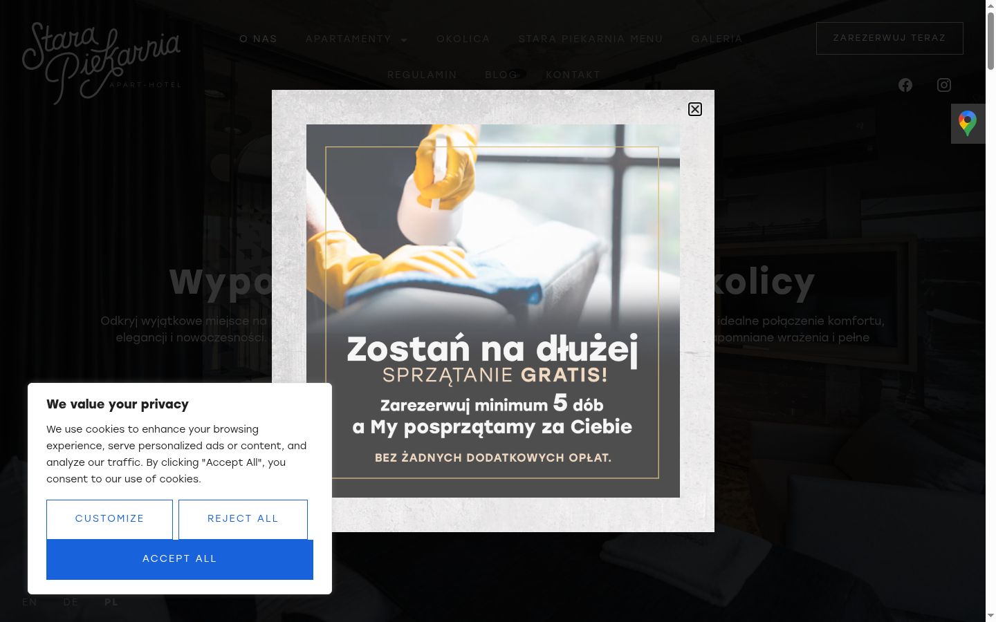 Zrzut ekranu banera zgody wyświetlanego przed jakąkolwiek interakcją