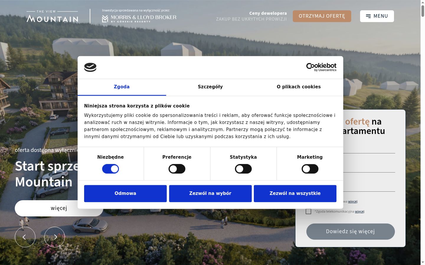Zrzut ekranu banera zgody wyświetlanego przed jakąkolwiek interakcją