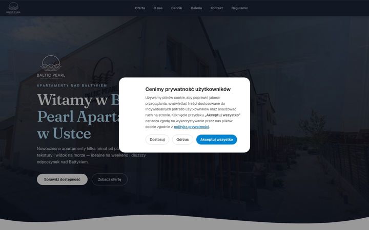 Zrzut ekranu apartamentybalticpearl.pl