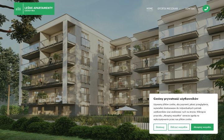 Zrzut ekranu apartamentycedzyna.pl