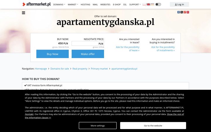 Ekrano kopija apartamentygdanska.pl