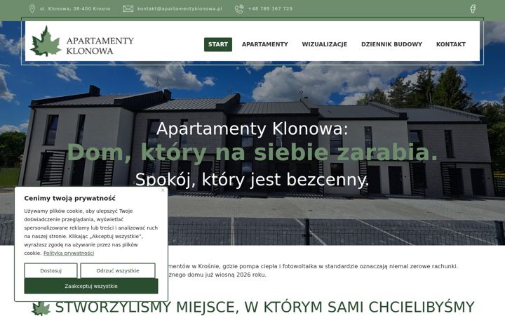 Zrzut ekranu apartamentyklonowa.pl