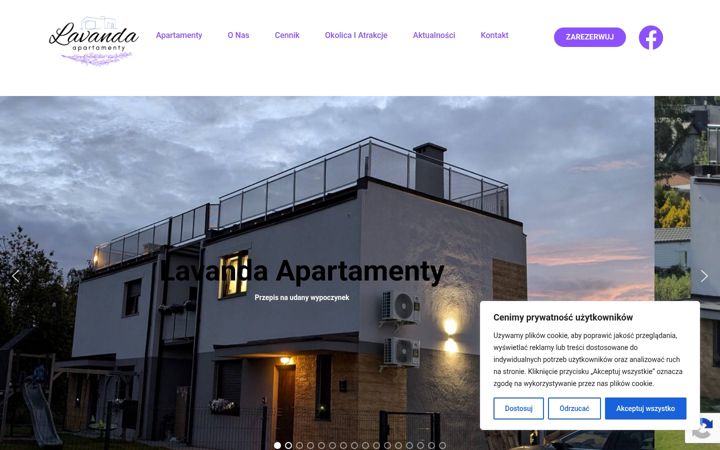 Zrzut ekranu apartamentylavanda.pl