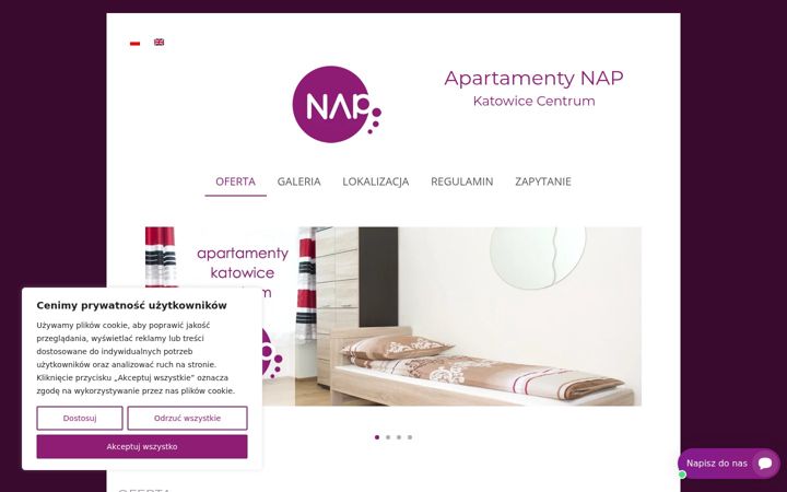 Ekrano kopija apartamentynap.pl