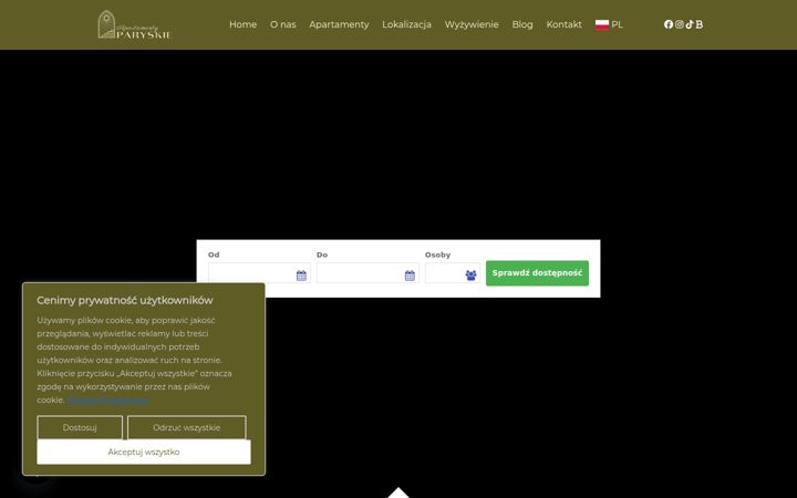 Screenshot ta' apartamentyparyskie.pl