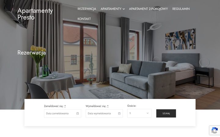 Screenshot ta' apartamentypresto.pl