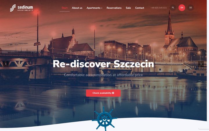 Zrzut ekranu apartamentysedinum.com