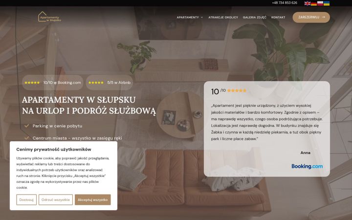 Zrzut ekranu apartamentywslupsku.pl