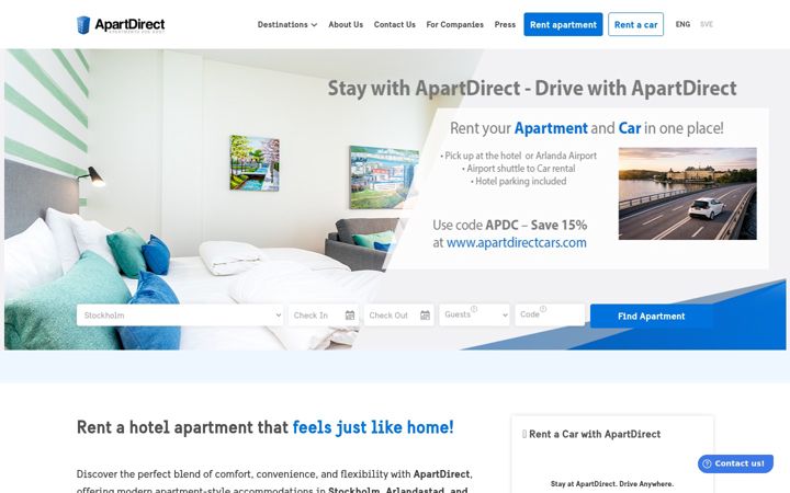 Snimka zaslona za apartdirect.com