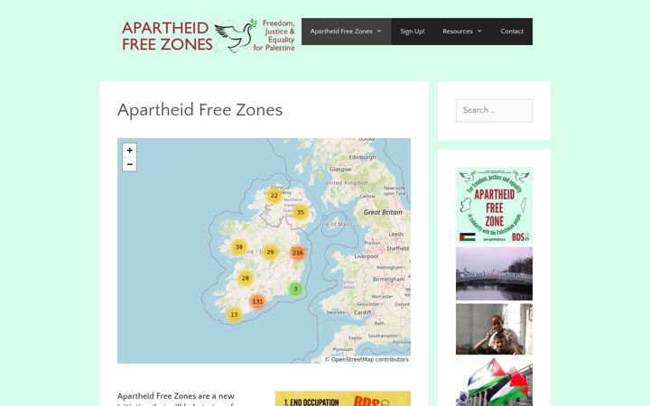 Zrzut ekranu apartheidfree.ie