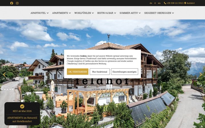 Screenshot of aparthotel-feldhof.com