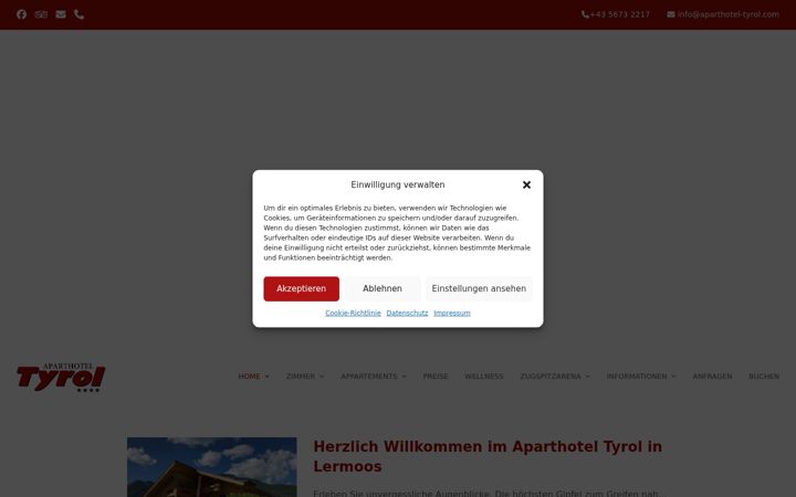 Snimka zaslona za aparthotel-tyrol.com