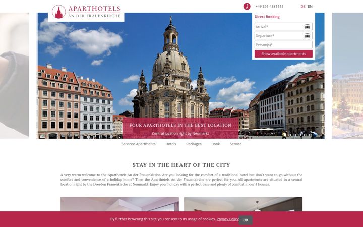 Screenshot of aparthotels-frauenkirche.de