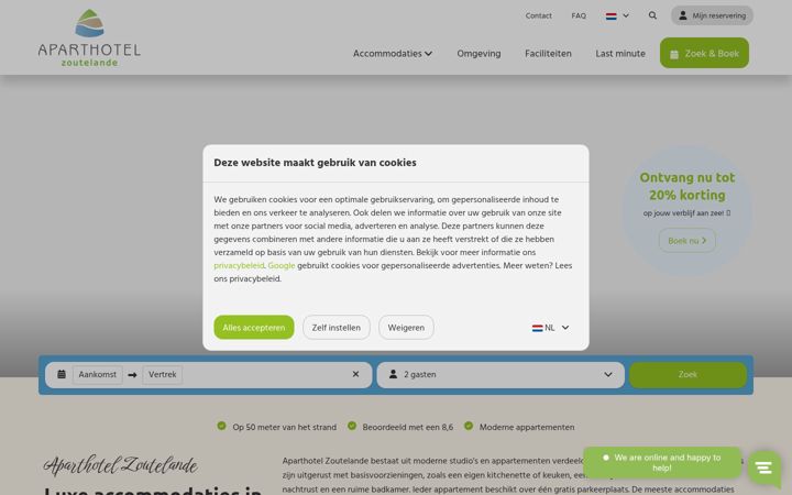 Screenshot of aparthotelzoutelande.nl
