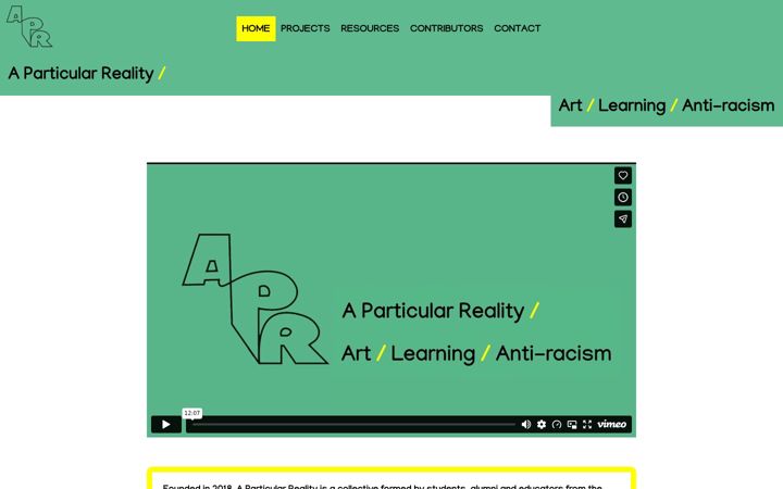 Screenshot of aparticularreality.co.uk