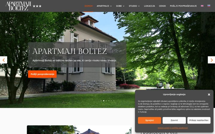 Captură de ecran a apartmaji-boltez.si