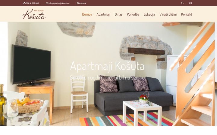 Captură de ecran a apartmaji-kosuta.si