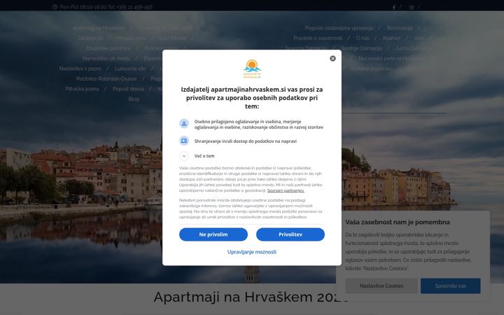 Screenshot of apartmajinahrvaskem.si