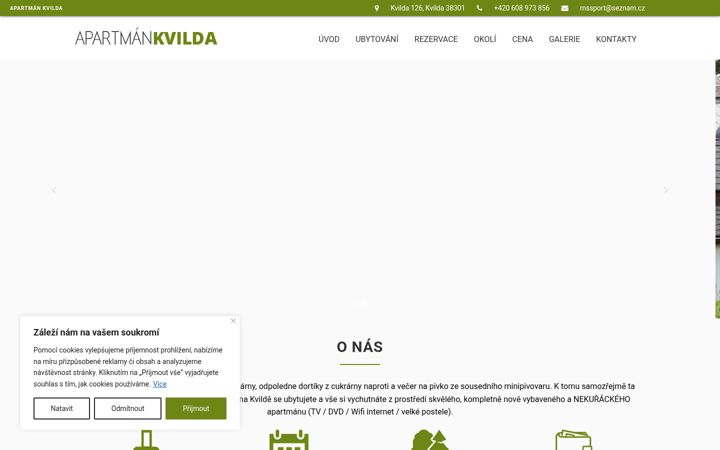 Screenshot of apartman-kvilda.cz