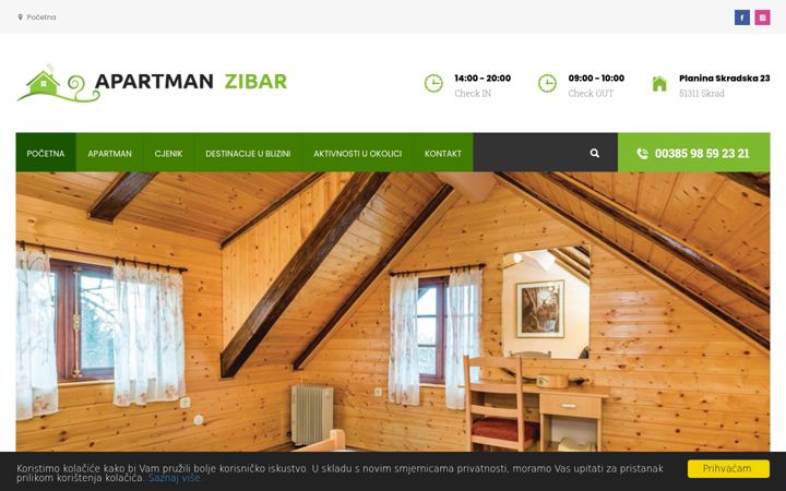 Screenshot of apartman-zibar.com