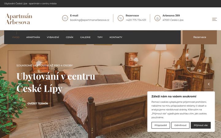 Captură de ecran a apartmanarbesova.cz