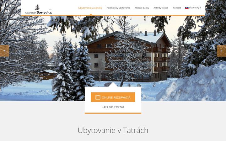 Screenshot of apartmanborievka.sk