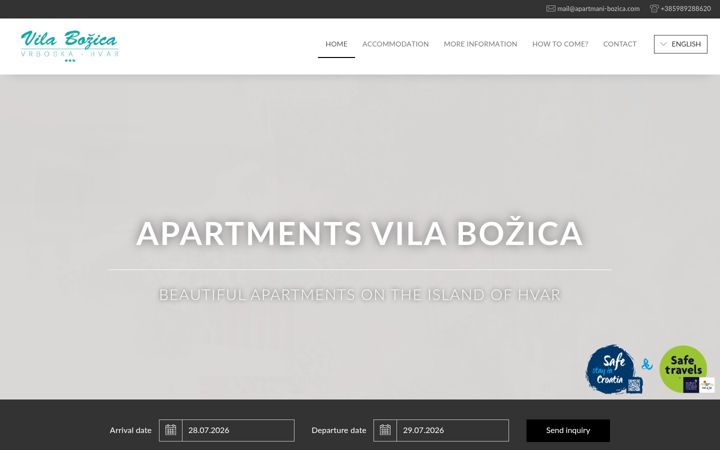 Snimka zaslona za apartmani-bozica.com